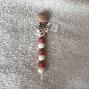Cow Print Pacifier Clip with Beads